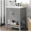 Meuble-lavabo minimaliste moderne de 24 po avec bol en céramique et tablettes ouvertes en bois massif-213078900