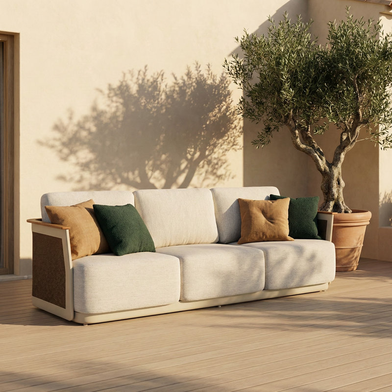 5 Piece Aluminum Outdoor Patio Sofa Seating Group With 13.8'' Seat Cushions