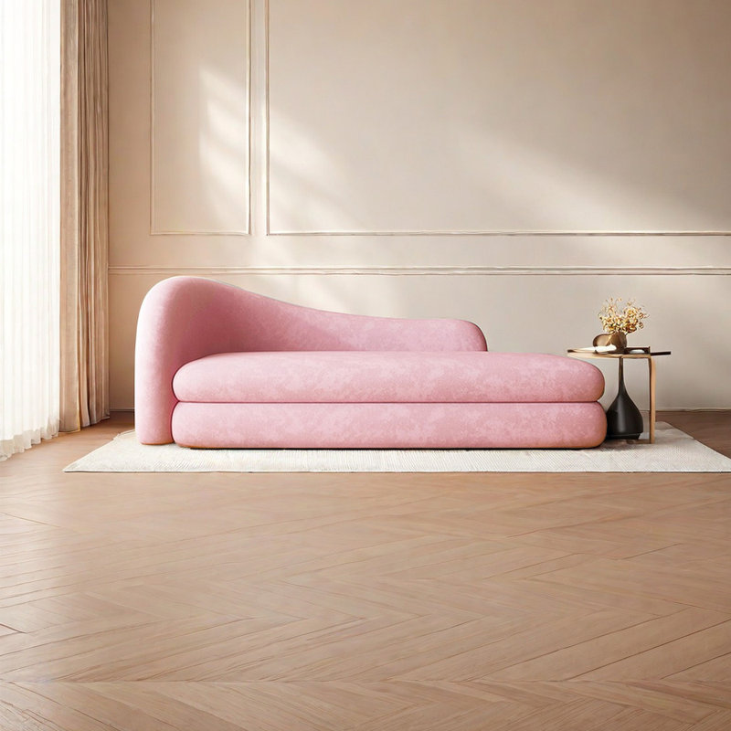 Chaise longue rembourrée Comfortable Living Room, Rose, Accoudoir à gauche (vu de face)
