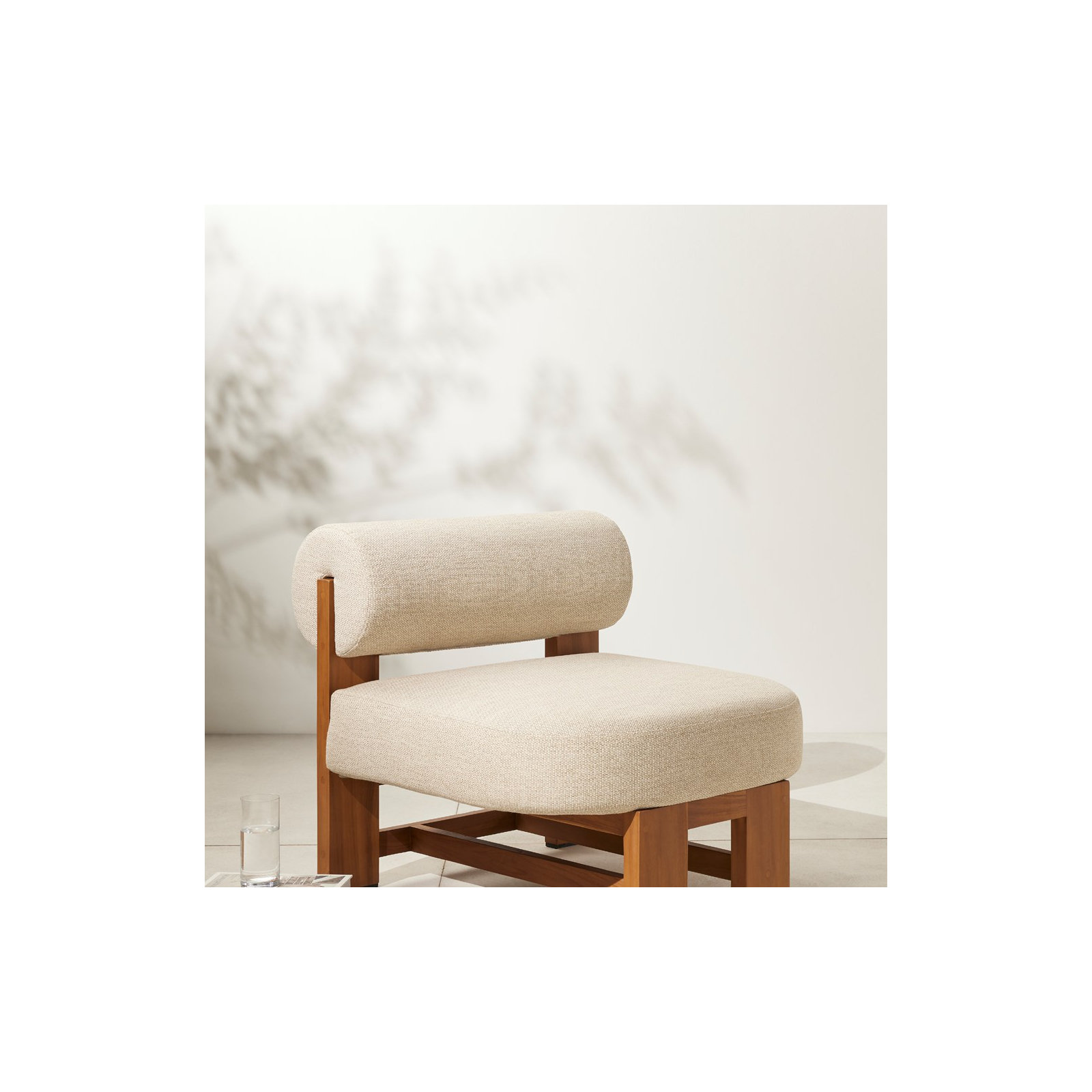 Teak Outdoor Armless Lounge Chair, Faye Sand, Natural