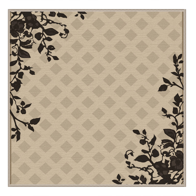 Tapis beige à motif treillis Paesyn Ivy, Carré 6 pi