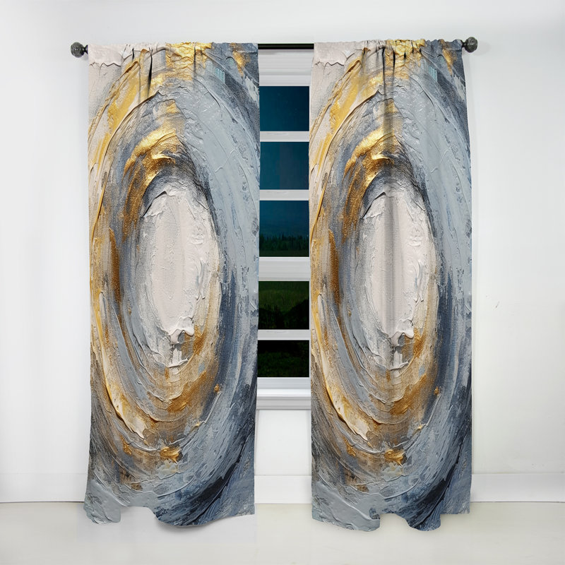 Or et bleu Vibrant Spirals IV - Rideau moderne - Velours obscurcissant - 1 panneau, L 52 po x L 90 po