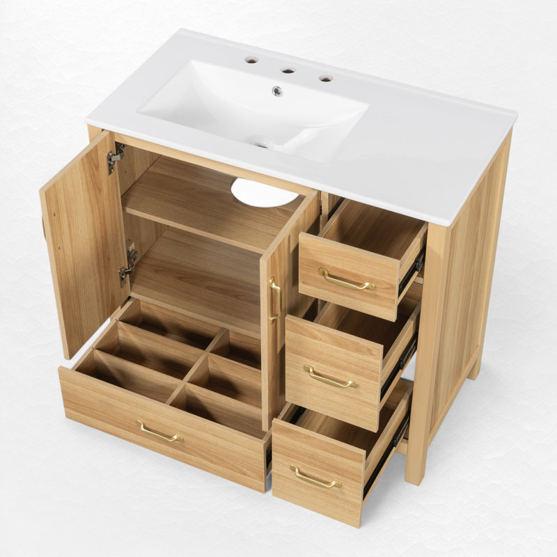 36" Single Bathroom Vanity With Ceramic Top