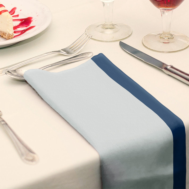 Serviette pour dîner de basket Utah, l 22 po x L 22 po, Blanc / bleu marine / blanc, Sergé de coton