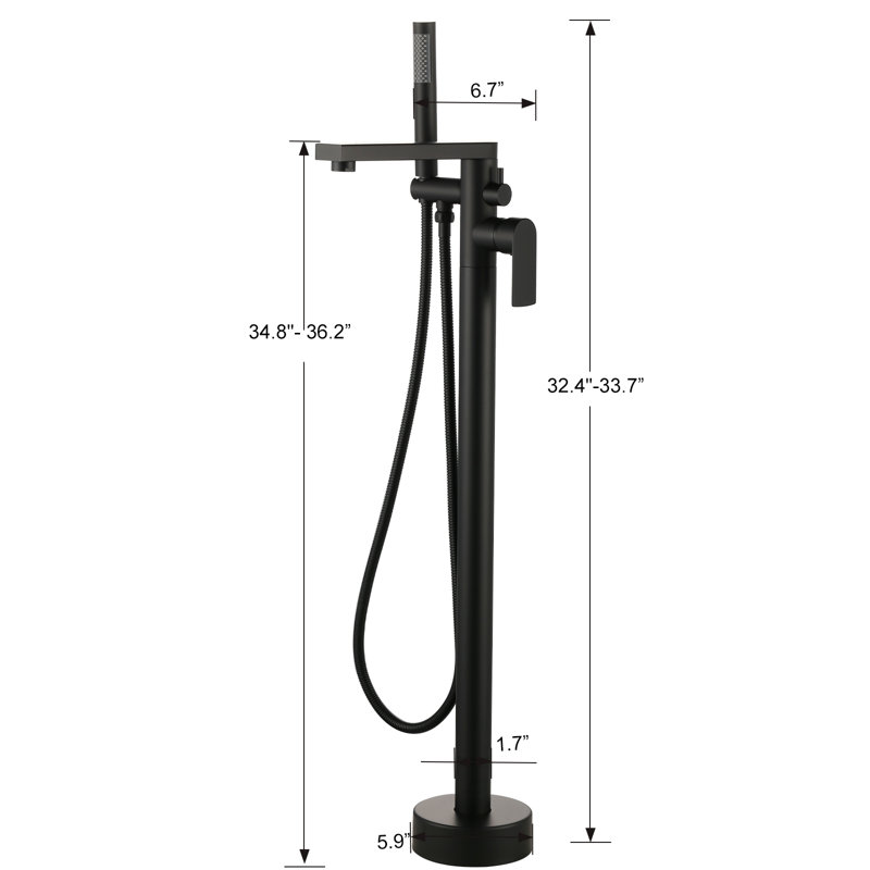 Single-Handle Claw Foot Tub Faucet With Hand Shower, Matte Black