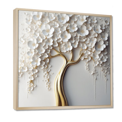 Orchidée blanche jardin de branches VII - impression florale murale grand arbre (sans texture)