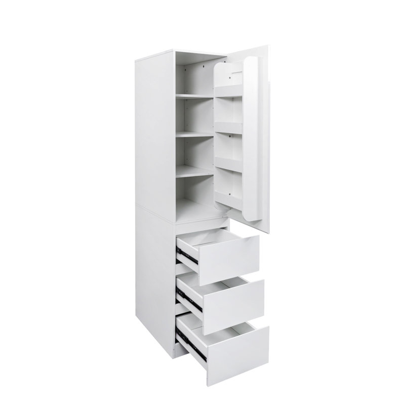 Armoire de rangement pour garde-manger, garde-manger blanc avec portes, tablettes et tiroirs