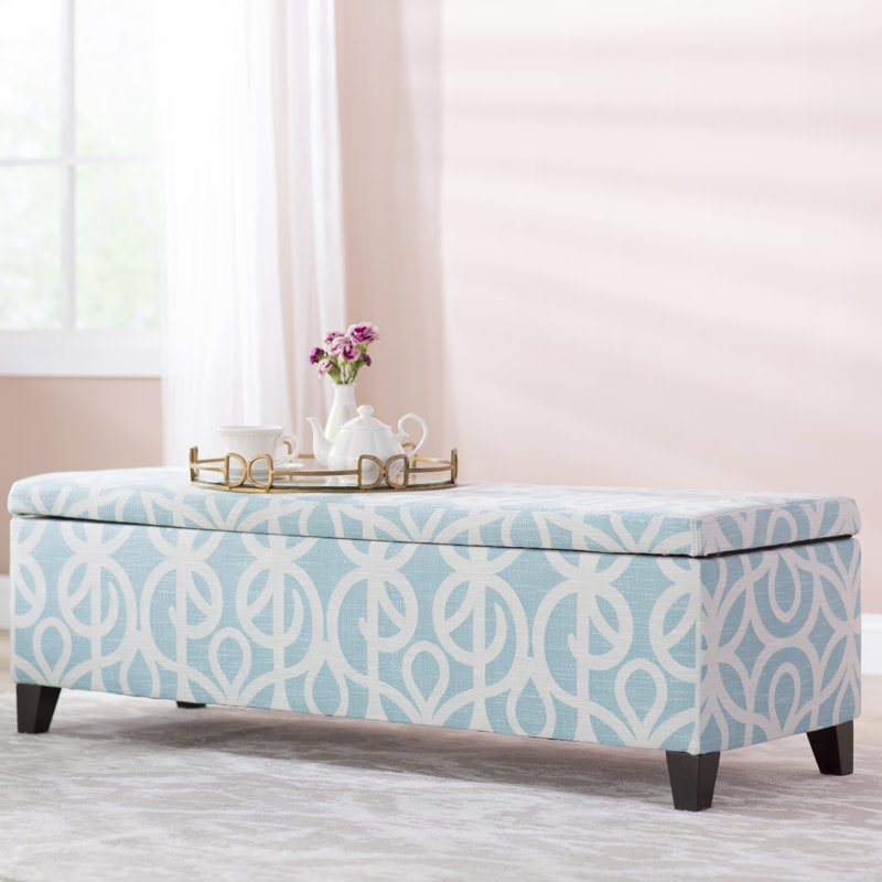 Schmit Fabric Upholstered Storage Bench, Checkerboard, 16.25" H x 51.25" W x 17.50" D