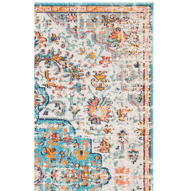 Tapis oriental Felty, Rectangle 12 pi x 18 pi, Gris / bleu clair / orange