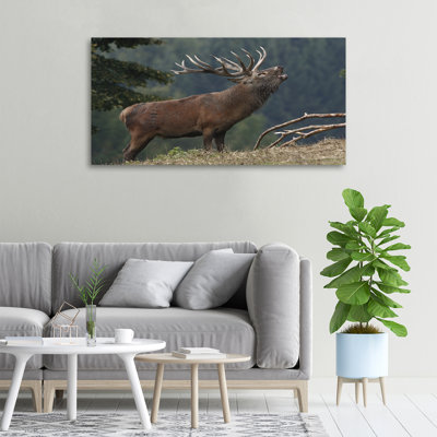 Deer on the hill 1 Piece Wall Art on Canvas
