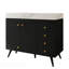 Meuble-lavabo autoportant avec comptoir en faux marbre, lavabo en céramique, 5 tiroirs et pieds en acier inoxydable-133416513