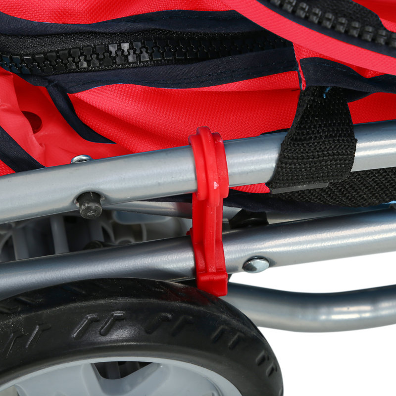 Red Folding Pet Stroller with Mesh Windows