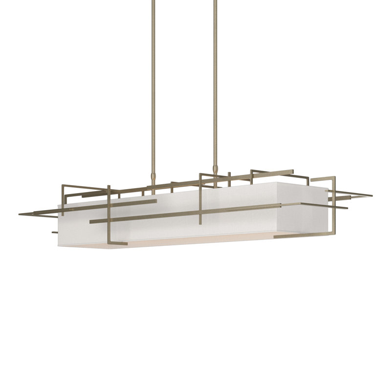 4 - Light Kitchen Island Linear Pendant, Soft Gold, Flax