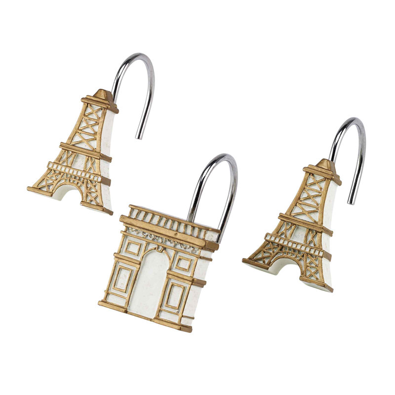 Paris Botanique Ivory and Gold Shower Curtain Set