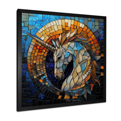Unicorn Faded Vintage Mythology I - Unicorns Wall Art Living Room
