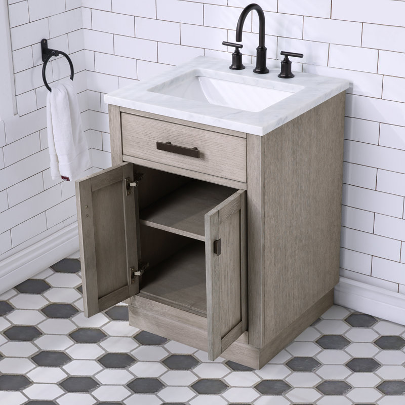 Breshey Single Bathroom Vanity, Gray Oak, 30"W x 21.6"D x 34.2"H