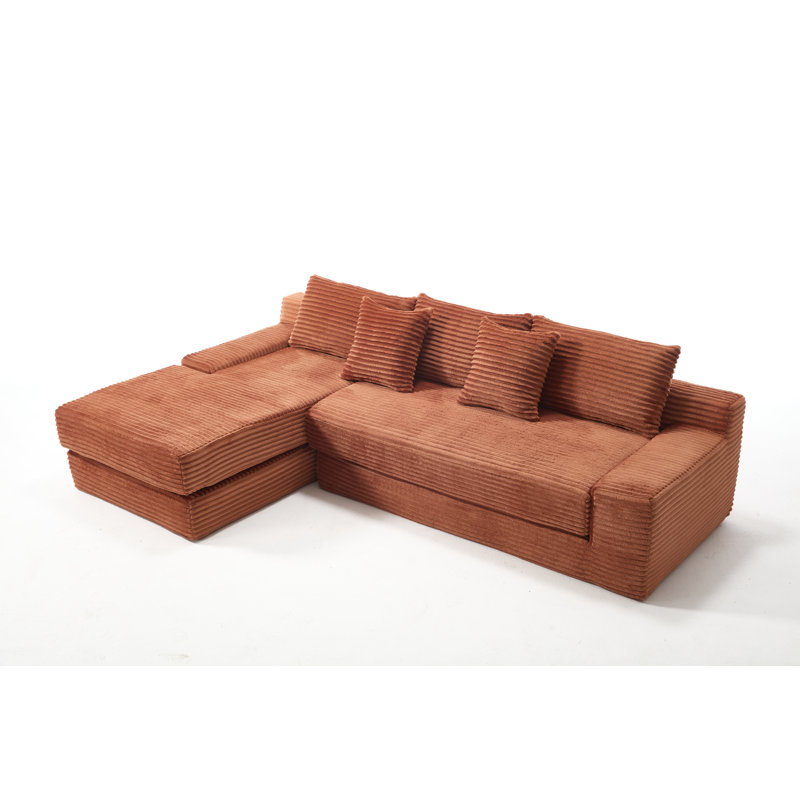Canapé modulaire en L Albert Boneless Compression, Tissu orange