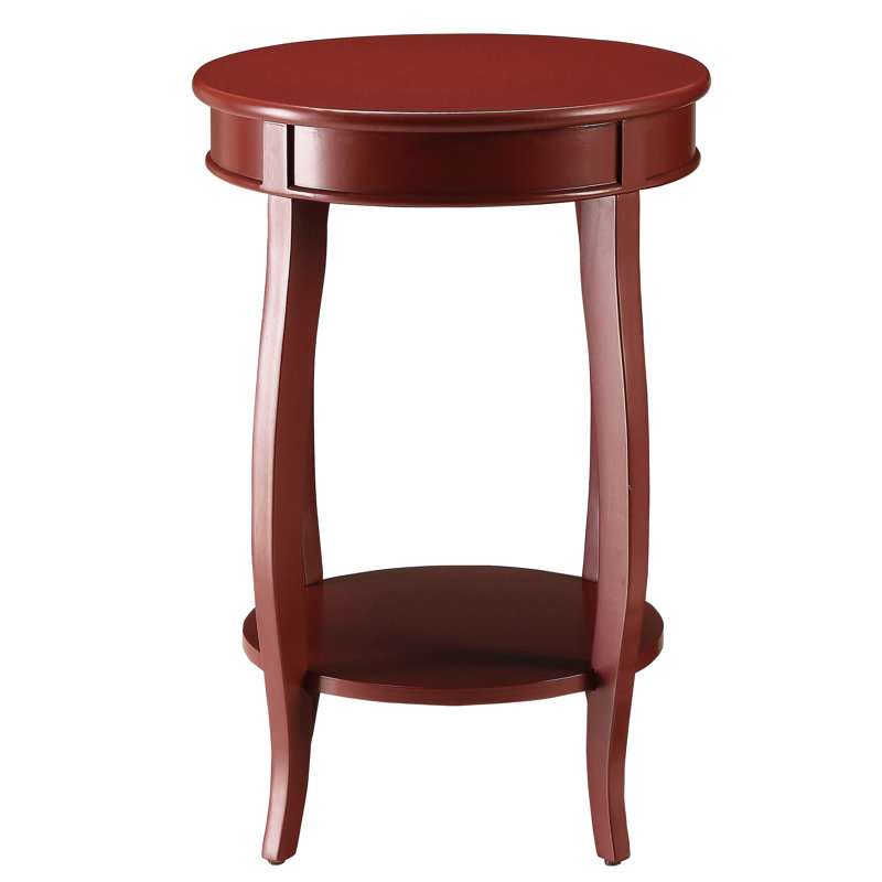 Table d'appoint ronde rouge avec tablette inférieure, Rouge