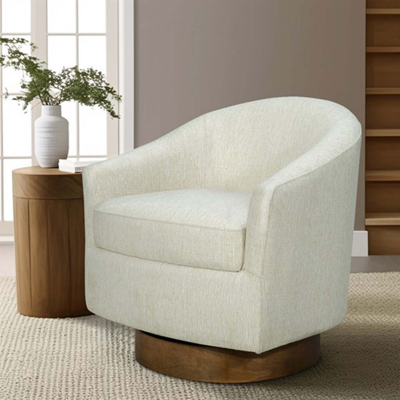 Chaise pivotante rembourrée avec base en bois