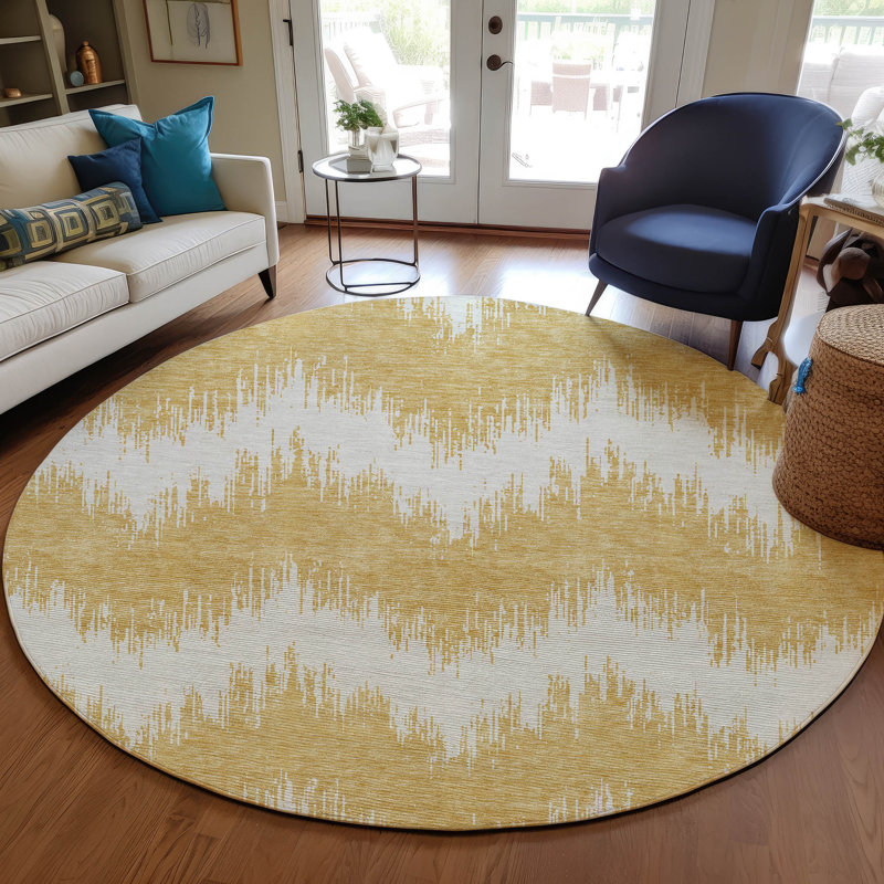 Malek Indoor/Outdoor Area Rug with Non-Slip Backing, Round 8'