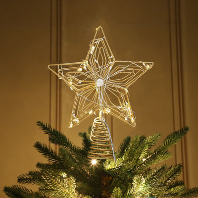 Christmas Decoration Five Pointed Star Lamp Iron Star Decoration Christmas Tree Luminous Tree Star Three Dimension Visual Effect Of Christmas Decorations
