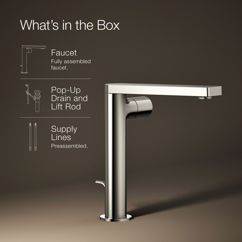 Single-Handle Bathroom Faucet with Drain Assembly, Vibrant Polished Nickel
