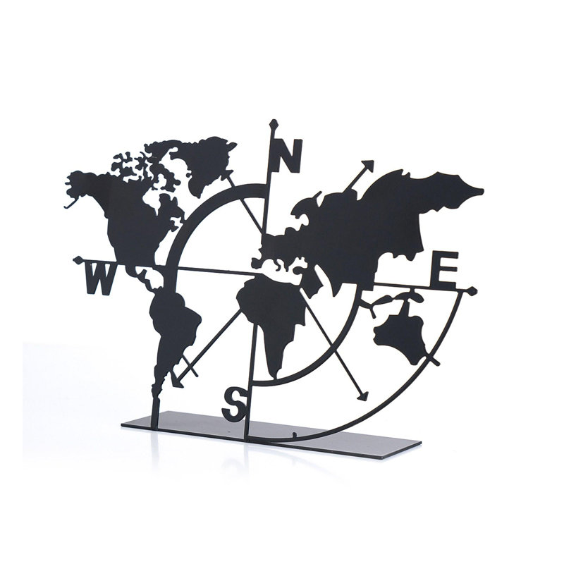 Stylish Decorative Object, Black Metal, 7.1 x 10.2 inches | 100% Durable Metal Construction, Thickness: 0.06 inches | Perfect for Home Decor & Office Accent, Modern Design with Sturdy Base (6.4 x 2.0 inches)
