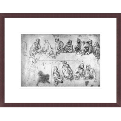 Preparatory drawing for the Last Supper by Leonardo da Vinci -Framed Giclee Print
