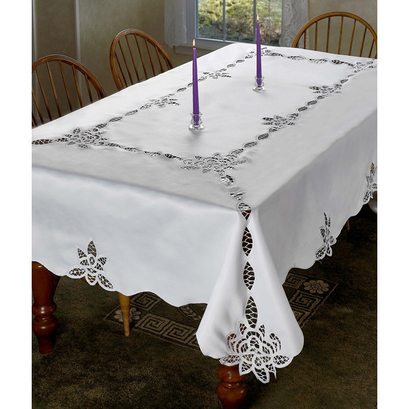 Ridgehaven Lace Tablecloth, 70" W Round, White