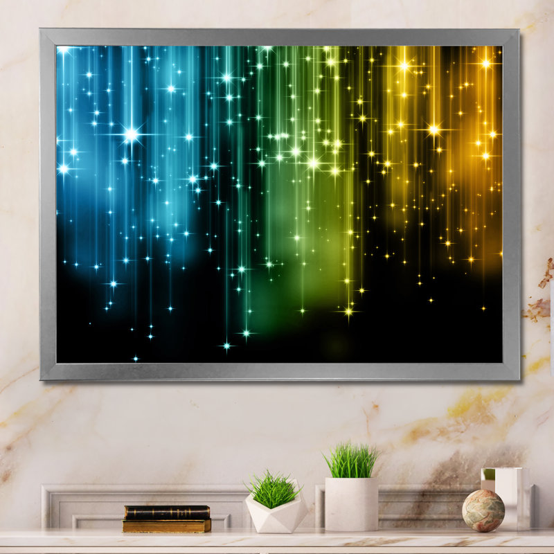 «Glowing Lights Matrix Art», reproduction sur toile, Cadre de coin argenté fermé, H 24 po x l 36 po x P 1 po