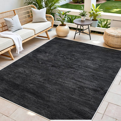  Tapis moderne de 6 po x 9 pi avec tapis antidérapant et envers en caoutchouc antidérapant pour dessous de table, texture unie patinée