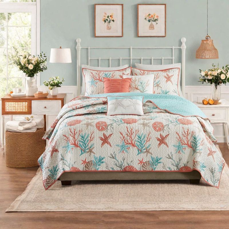 Ensembles de literie de luxe en satin de coton de style bord de mer pour la maison