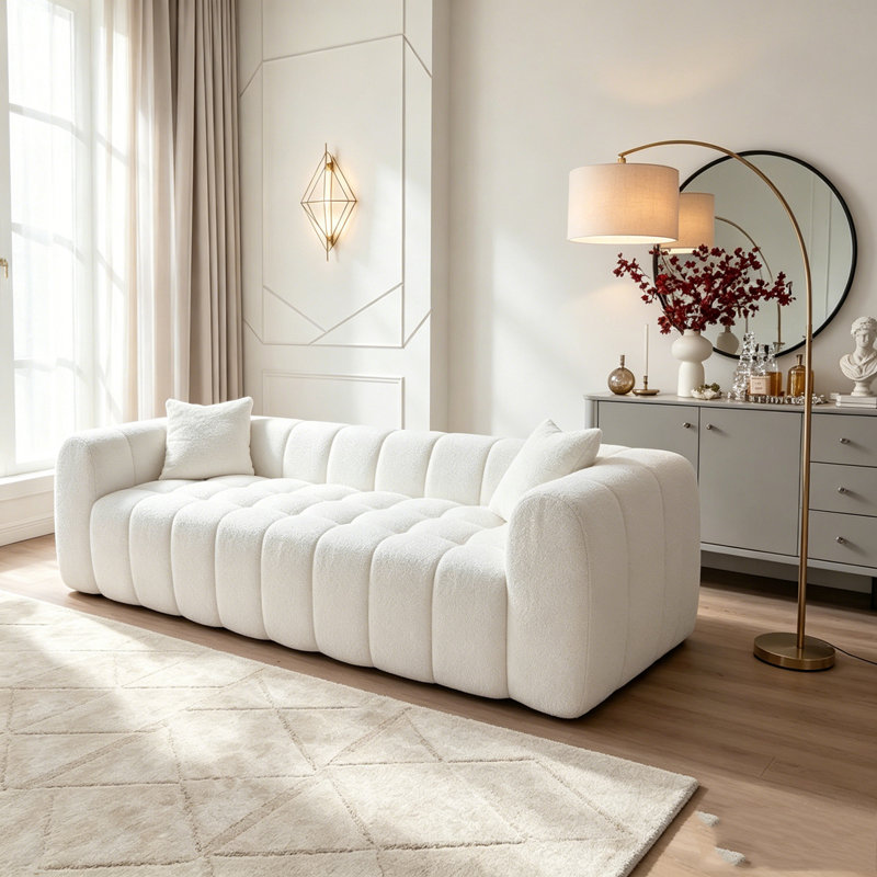 102.7" Oversized Cloud Compressed Sofa, White