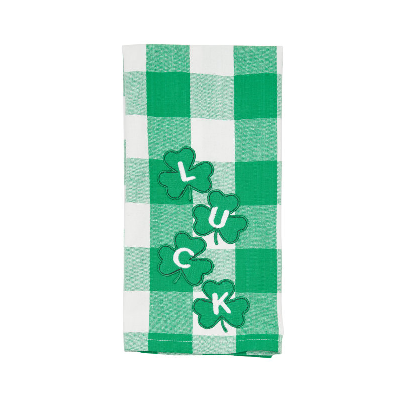 Serviette à carreaux Four Clover Luck St. Patrick's Day, Vert / blanc à quatre carreaux trèfles