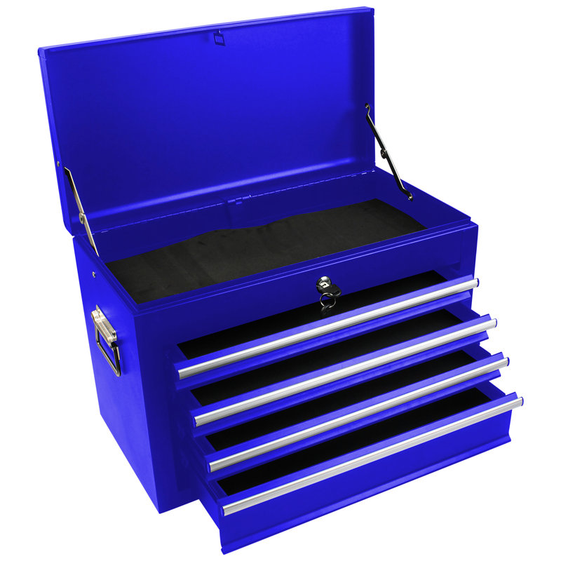 Armoire 6 boîtes à outils détachables - avec serrure et roues, capacité de tiroir de 15 kg, thermolaquée, organisateur de garage bleu avec atelier inférieur