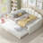 Full Size Upholstery Daybed Frame With Shall Shaped Backrest  And Trundle-440645089