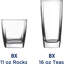 Ensemble de 16 verres Rio (8 verres à whisky et 8 verres à vin)