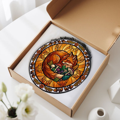 Panneau de vitrail Fox Mushroom