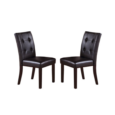 Chaises de salle à manger rembourrées avec boutons capitonnés brun foncé Leroux (ensemble de 2)