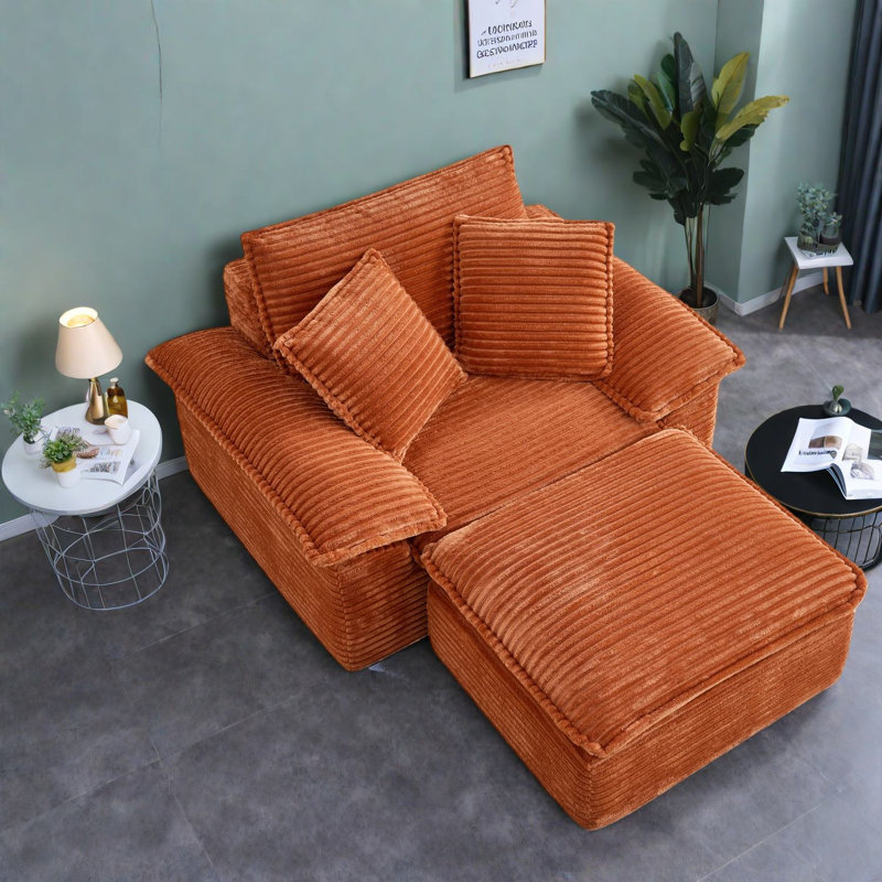 Fauteuil modulaire à compression en velours côtelé 47 pouces