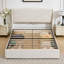 Lit plateforme tapissier avec rangement et 4 tiroirs, beige, double-130809723