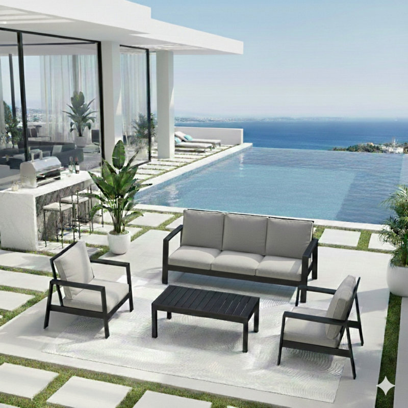 4-Piece Outdoor Patio Furniture Set, Gray