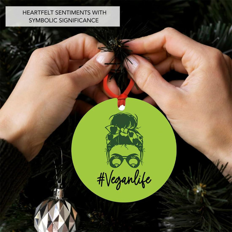 Drôle d'ornement végétalien #VeganLife, décoration d'arbre de Noël en métal, cadeau de bâillon parfait pour les végétaliens