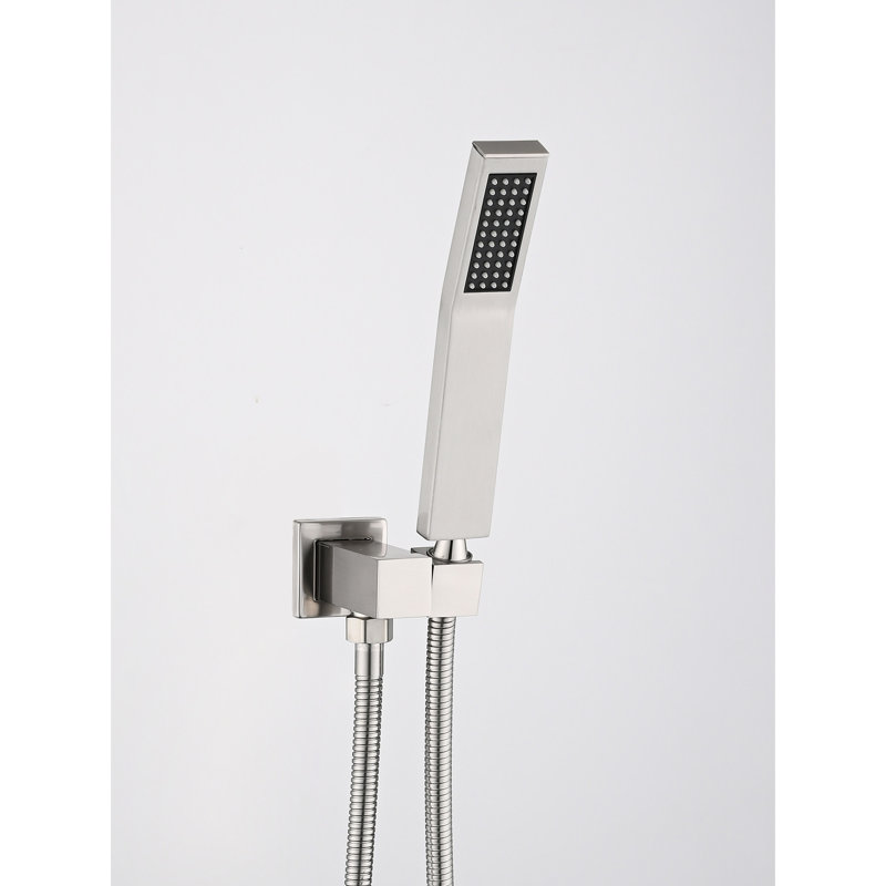 Brushed Nickel Shower - Ceiling Mounted, Stainless Steel With 16" Head & Handheld For Natural And Self-cleaning Nozzle Security Mount, A Refreshing