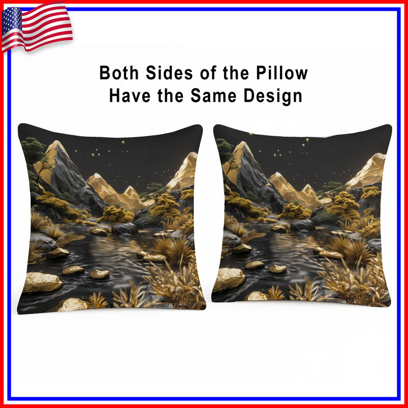Golden Mountains Landscape Double Sided Throw Pillows, 20 x 20 inches