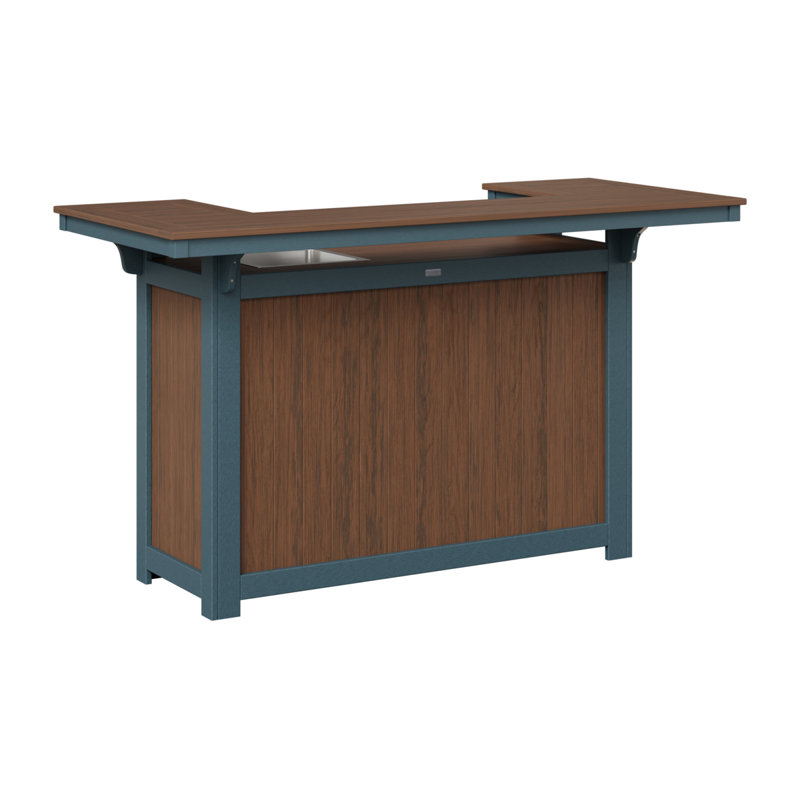 Outdoor Rectangle Bar Table, Brazilian Walnut, Slate