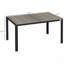 Table de salle à manger d'extérieur pour 6 personnes, table de patio rectangulaire en aluminium avec plateau en faux bois