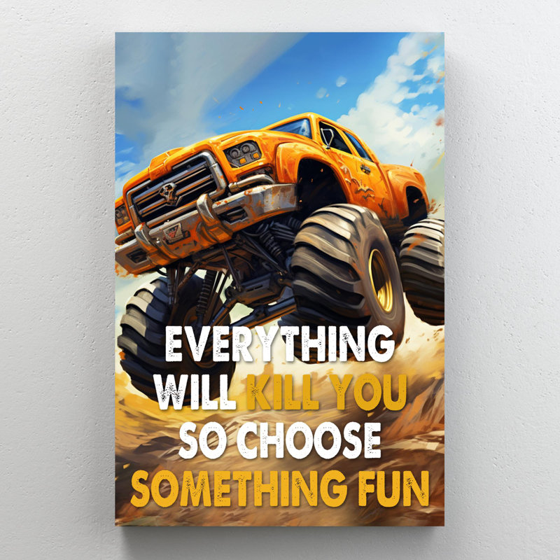 Jarone " Monster Truck Choose Something Fun ", 14" H x 11" W x 1.25" D