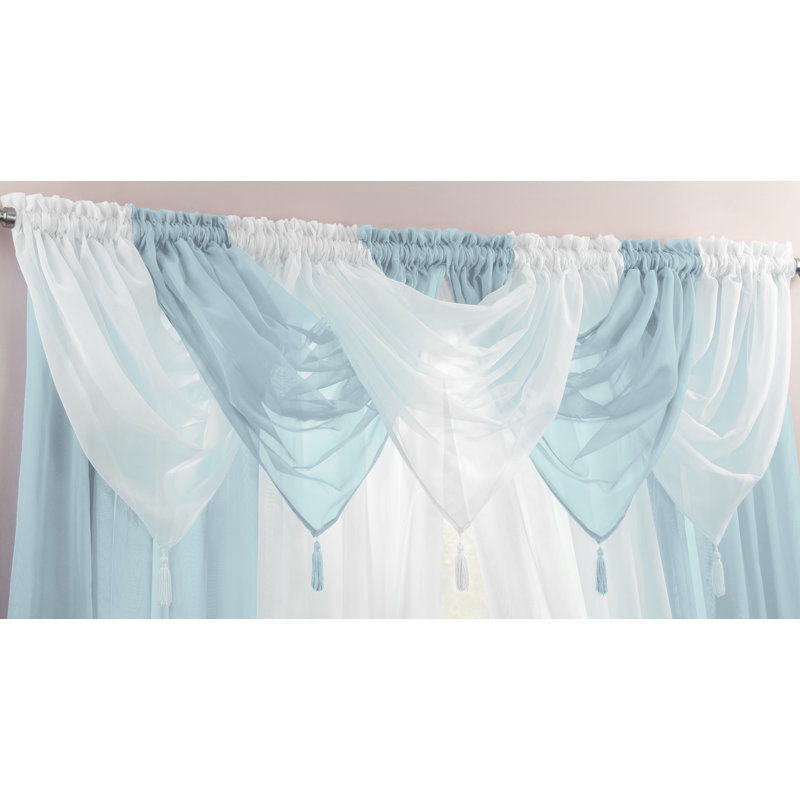 Maloy Solid Colour Pointed Window Valance, Duck Egg Blue