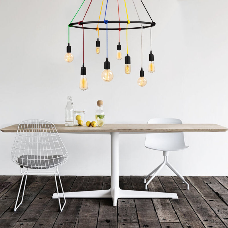Luminaire suspendu à 8 lumières Hern, Noir / jaune / vert